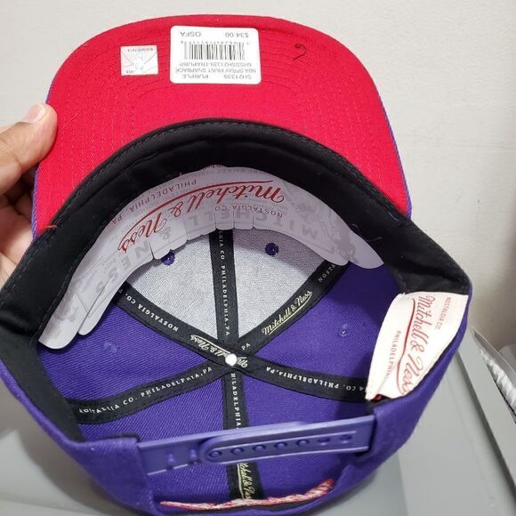 Mitchell & Ness Mens Purple Toronto Raptors NBA Spray Paint Snapback Hat OSFA - Picture 6 of 8